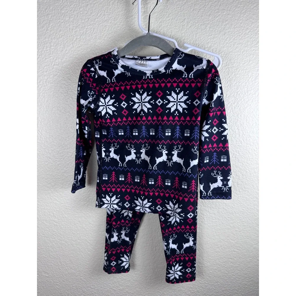 Christmas Reindeer Snowflake Fair Isle Pajama Set‎ Underlayer 3T Holiday Base